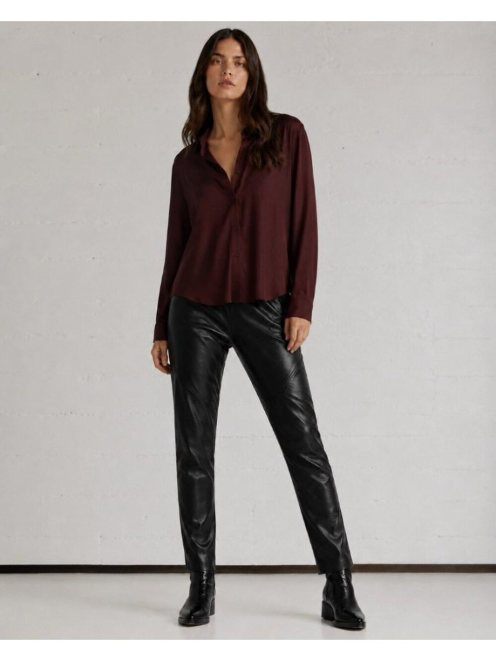 Planet by Lauren G Women sz 6-8 (1) Vegan Leather Black Pants Stretch Leggings